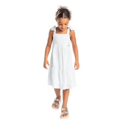 Robe Laise Blanche Enfant avec Bretelles 0501-29950-000101