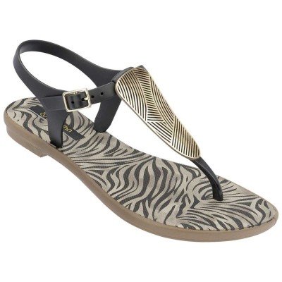 Sandales plates de plage femme marron à détail doré | CityMode