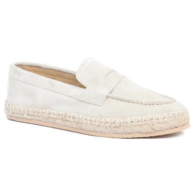 Mocassin espadrille en daim beige 100 % cuir pour homme - Réf. EMC001-DBG