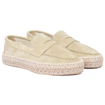Mocassins femme en cuir beige à plateforme EMC101-DBG