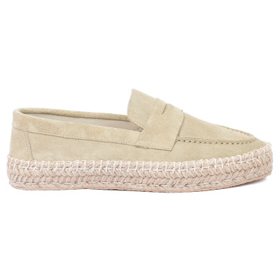 Mocassins femme en cuir beige à plateforme EMC101-DBG