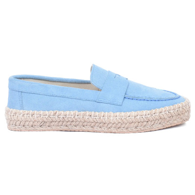 Mocassins femme plateforme en cuir bleu clair EMC101-DBLC
