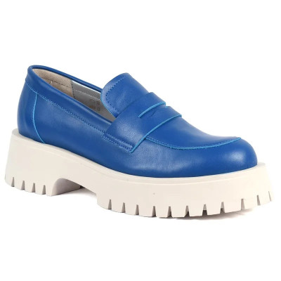 MOCASSIN FEMME CUIR BLEU